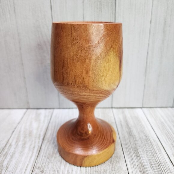 Vintage Wooden Handcrafted Candlestick Candle Holder Goblet Shape 5.75'' Tall - Picture 4 of 9
